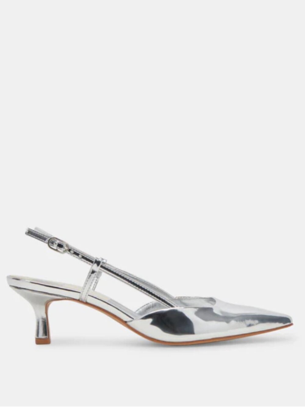 Dolce Vita Silver Odela Pointed Toe Kitten Heel Slingback Pump - Worn once